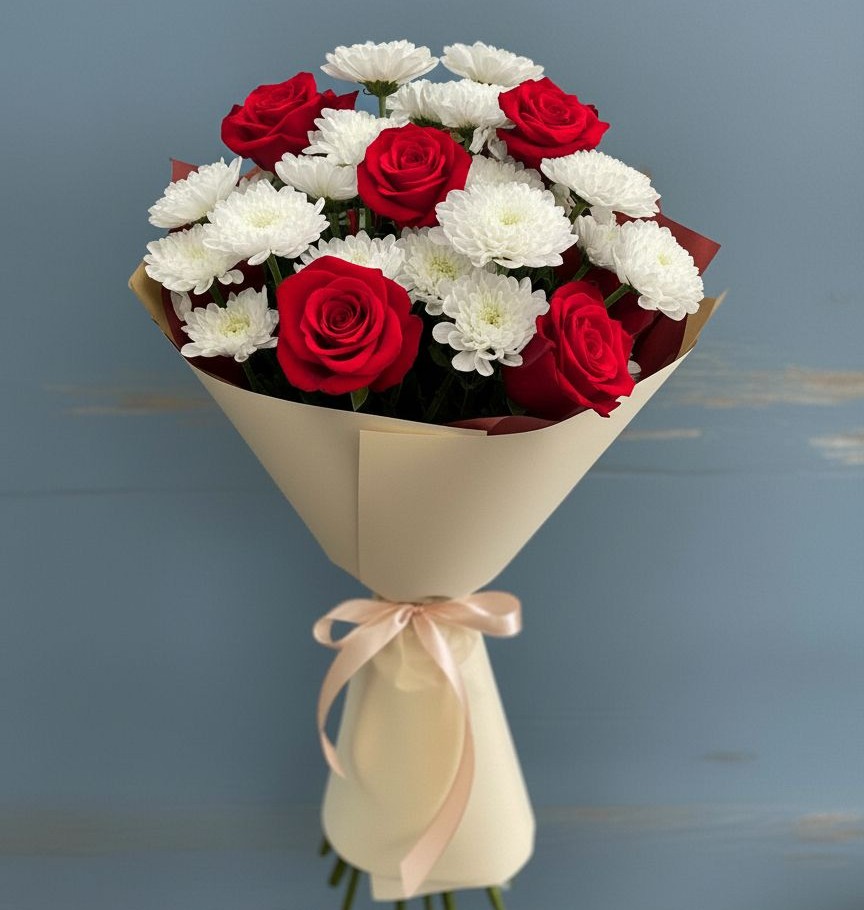 Букет цветов из: Розы и Хризантемы в Пошехонье