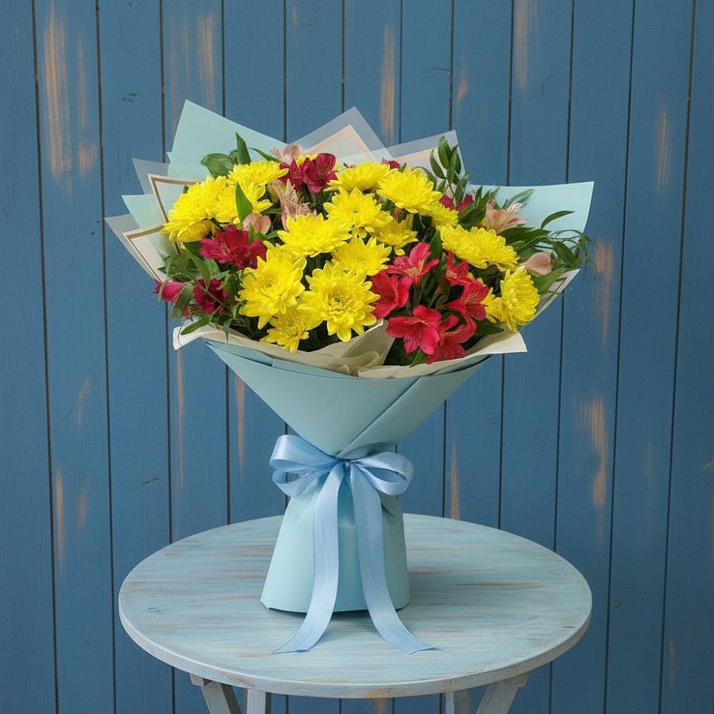 Букет цветов из: Альстромерии и Хризантемы в Пошехонье