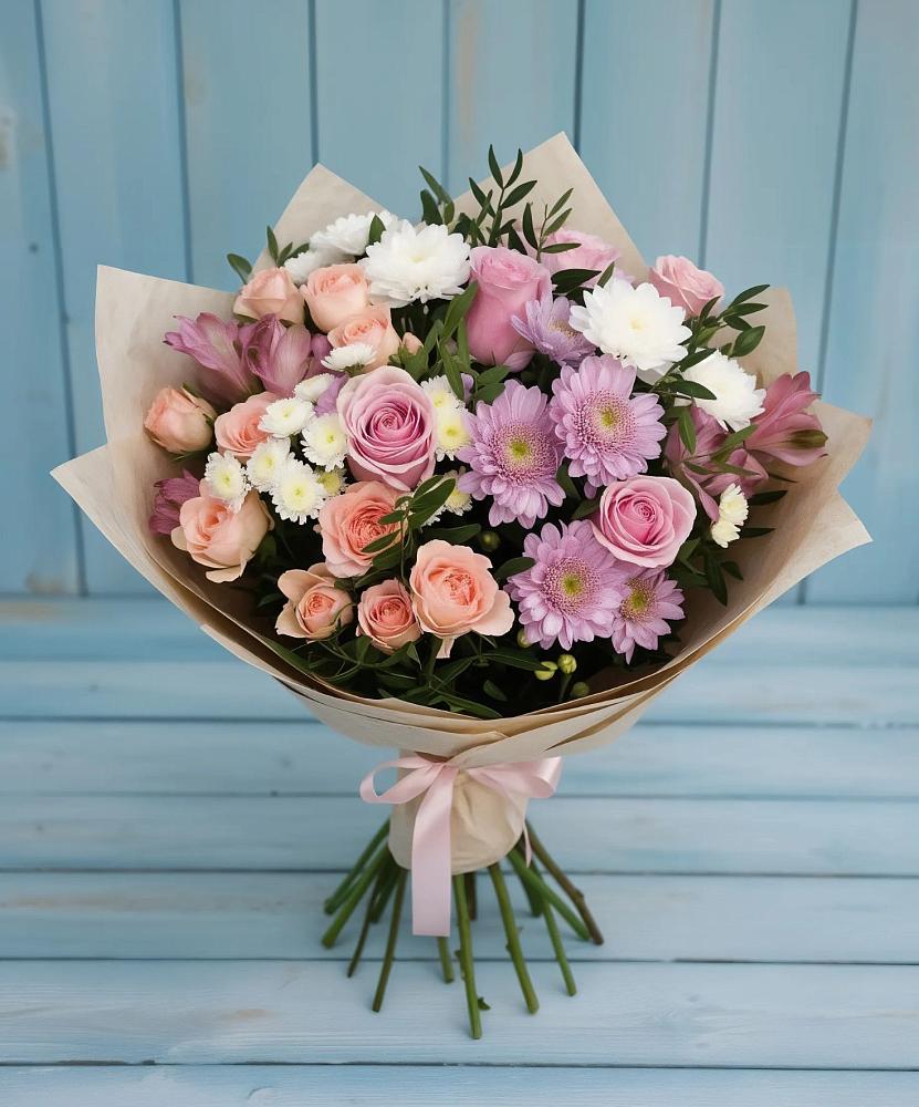 Букет цветов из: Хризантемы, Розы и Альстромерии в Пошехонье