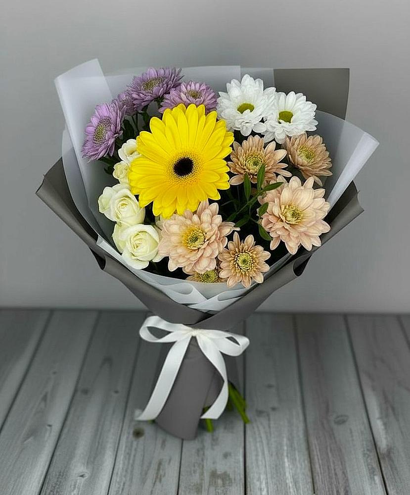 Букет цветов из: Розы, Герберы и Хризантемы в Пошехонье