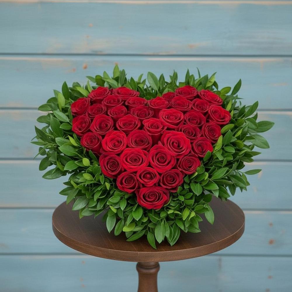 Цветочная композиция из Розы в виде сердца в Пошехонье