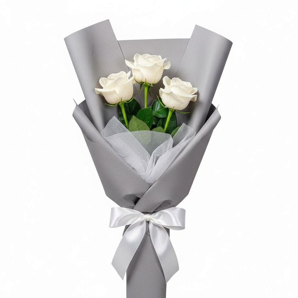 Букет 3 белые розы в Пошехонье