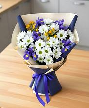 Букет цветов из:  Розы, Ирисы и Хризантемы #REPLACE_PRED# Пошехонье