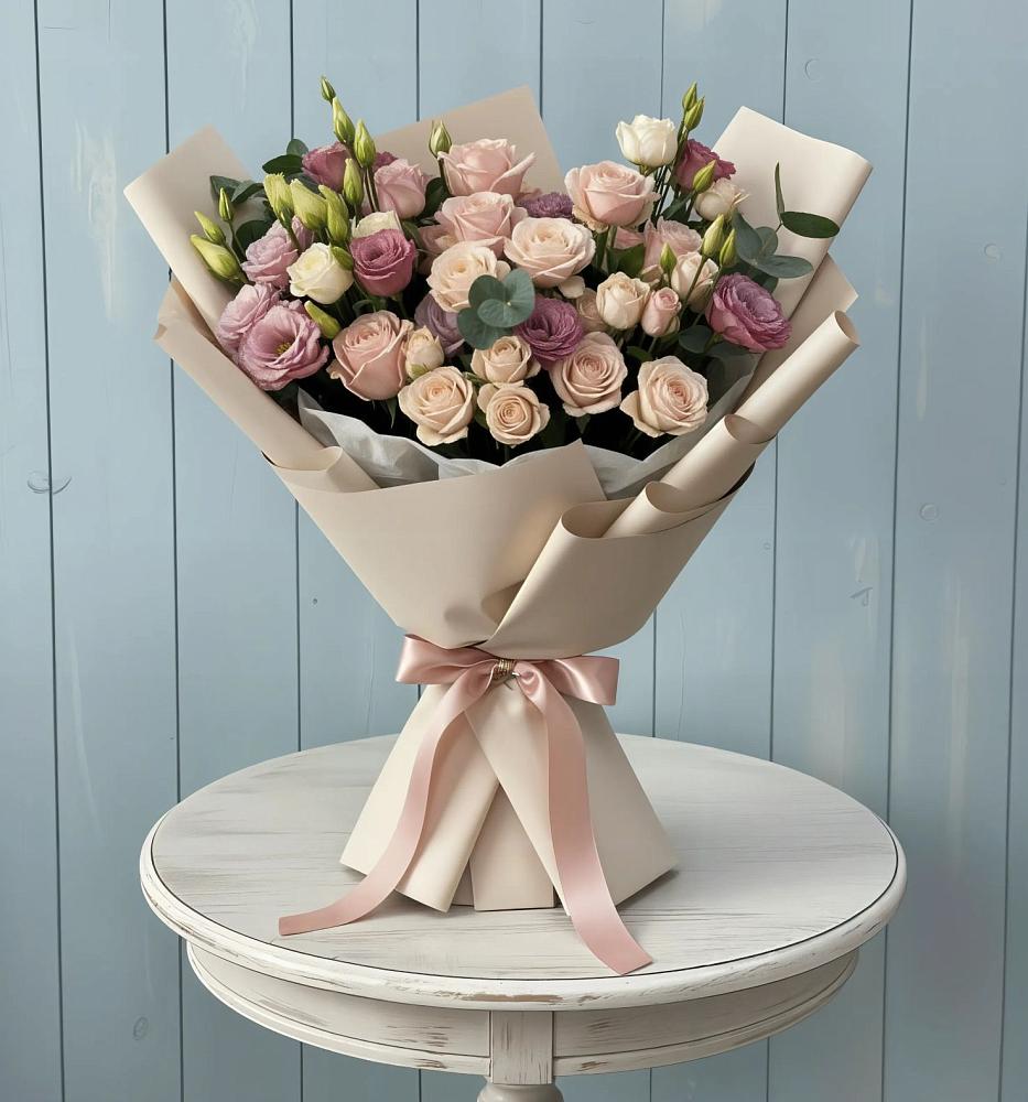 Букет цветов из: Розы и Лизиантусы в Пошехонье