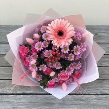 Букет цветов из:  Розы, Герберы и Хризантемы в Пошехонье