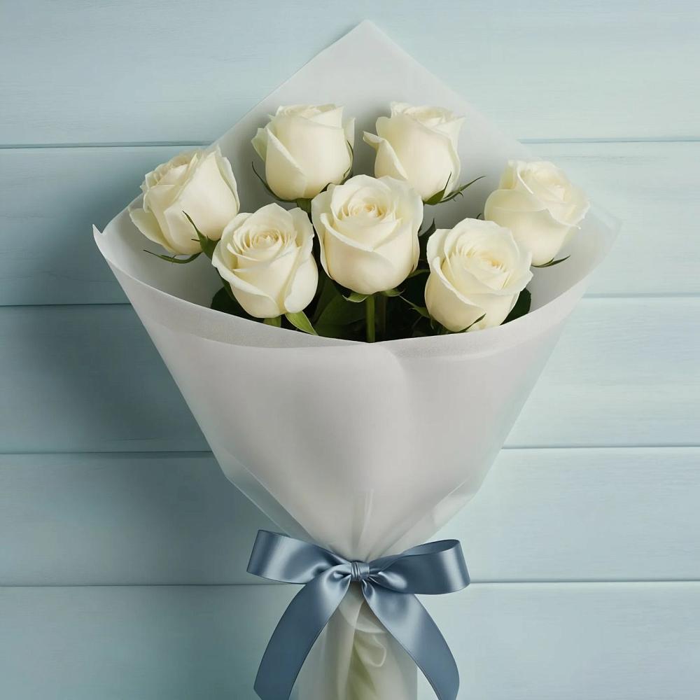 Букет 7 Белых роз Эдлесс Лав в Пошехонье